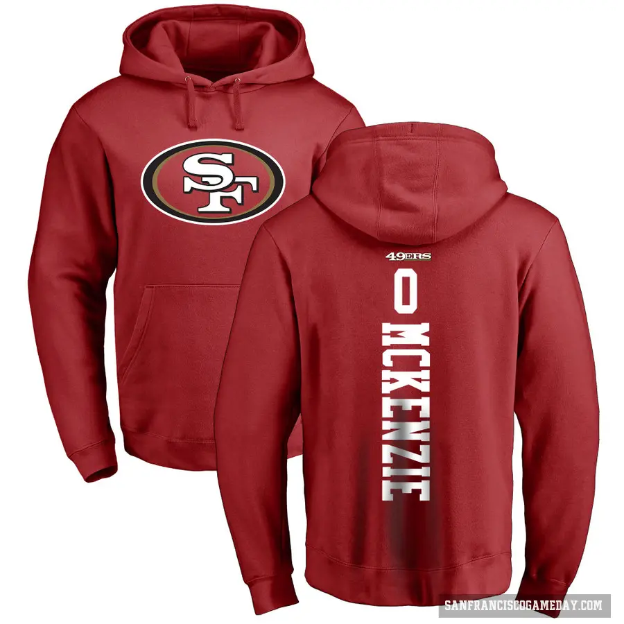 Men's ＃0 Jalen McKenzie San Francisco 49ers Red Pro Line Backer Pullover Hoodie