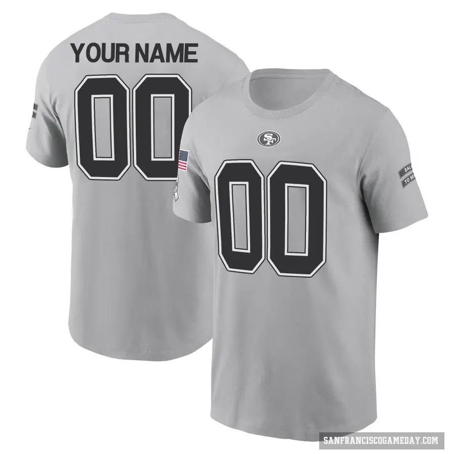 Men's ＃00 Custom San Francisco 49ers Gray 2024 Salute to Service T-Shirt