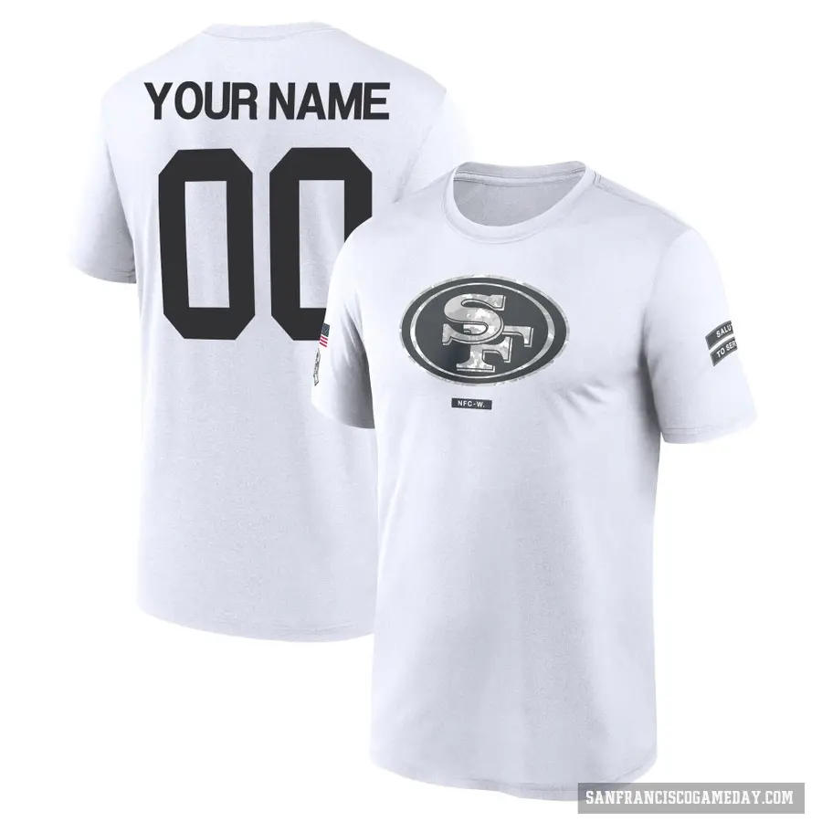 Men's ＃00 Custom San Francisco 49ers White 2024 Salute to Service Performance T-Shirt