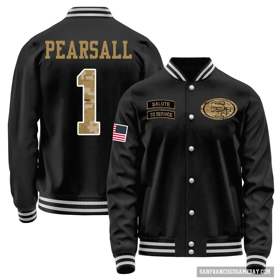 Men's ＃1 Ricky Pearsall San Francisco 49ers Black Salute to Service Sideline Performance Jacket