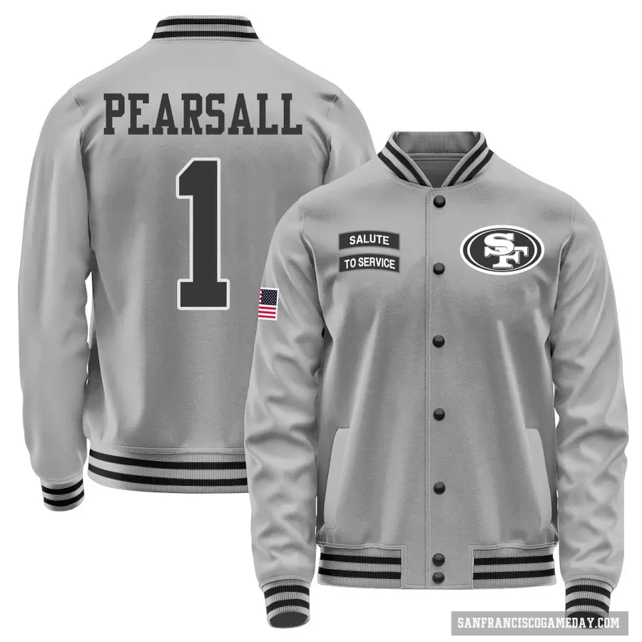 Men's ＃1 Ricky Pearsall San Francisco 49ers Gray Salute to Service Performance Jacket