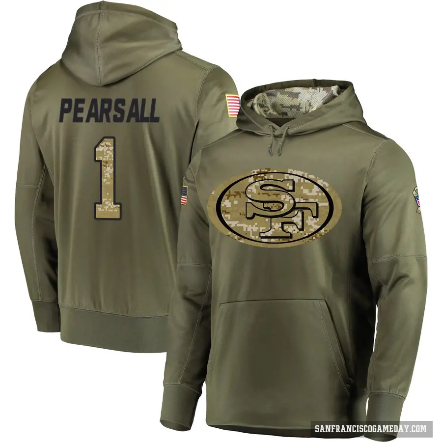 Men's ＃1 Ricky Pearsall San Francisco 49ers Olive Salute to Service Pullover Hoodie
