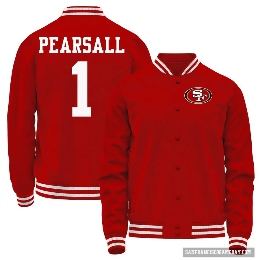 Men's ＃1 Ricky Pearsall San Francisco 49ers Red Full-Snap Name & Number Jacket