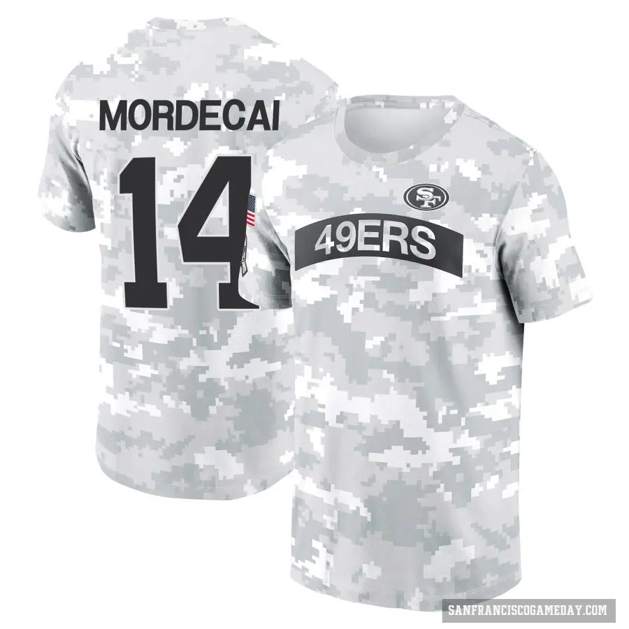 Men's ＃14 Tanner Mordecai San Francisco 49ers Camo Arctic 2024 Salute to Service Performance T-Shirt