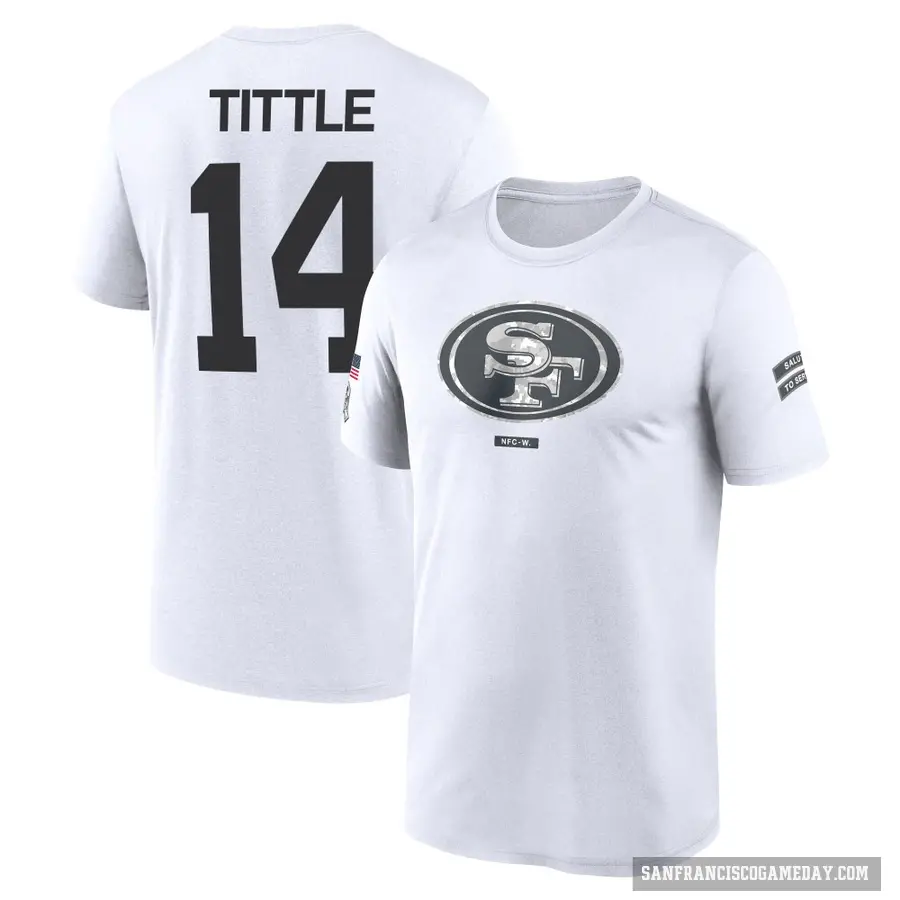 Men's ＃14 Y.A. Tittle San Francisco 49ers White 2024 Salute to Service Performance T-Shirt