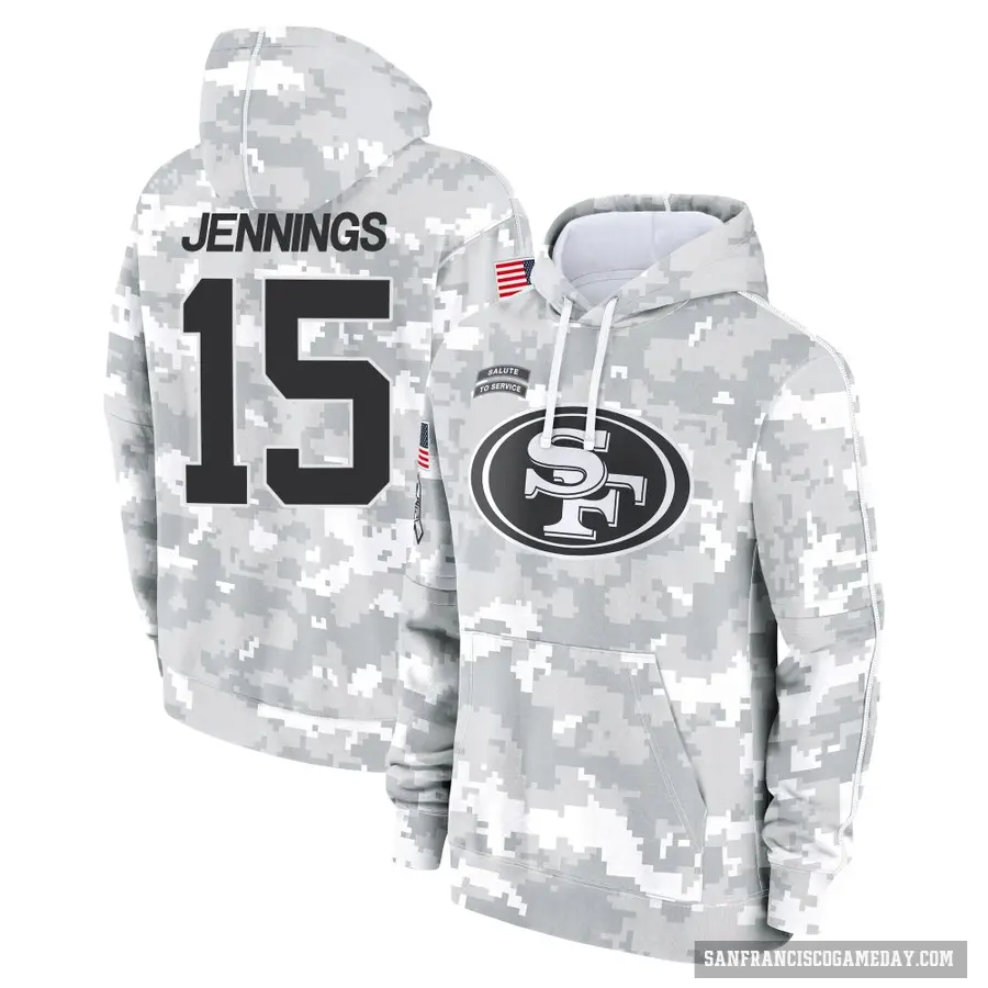 Men's ＃15 Jauan Jennings San Francisco 49ers Arctic Camo 2024 Salute to Service Club Fleece Pullover Hoodie