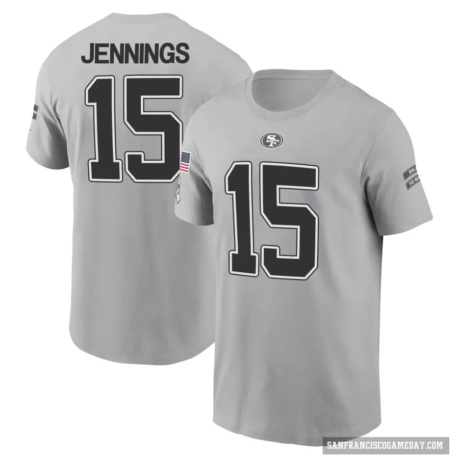 Men's ＃15 Jauan Jennings San Francisco 49ers Gray 2024 Salute to Service T-Shirt
