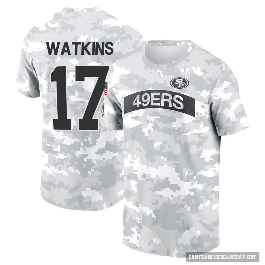 Men's ＃17 Jordan Watkins San Francisco 49ers Camo Arctic 2024 Salute to Service Performance T-Shirt