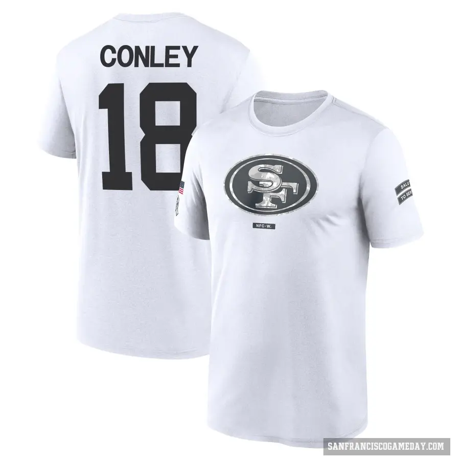 Men's ＃18 Chris Conley San Francisco 49ers White 2024 Salute to Service Performance T-Shirt