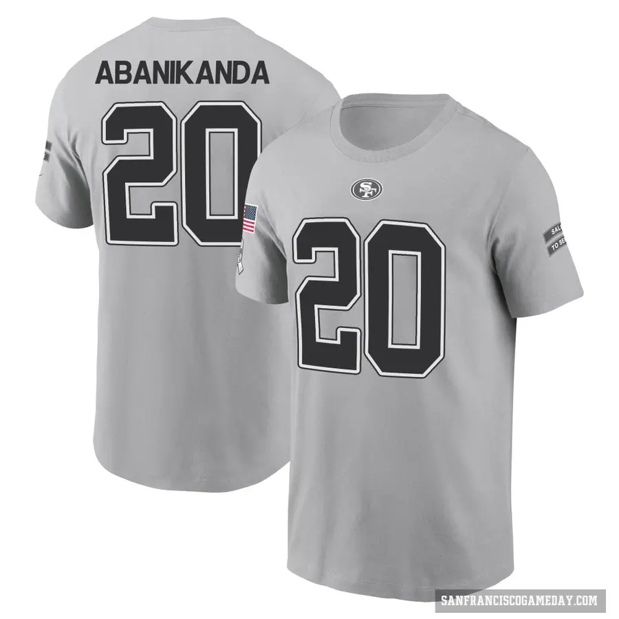 Men's ＃20 Israel Abanikanda San Francisco 49ers Gray 2024 Salute to Service T-Shirt