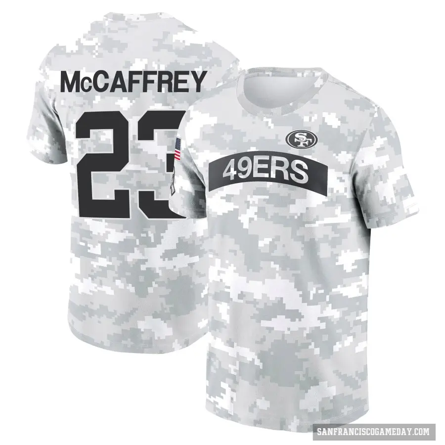 Men's ＃23 Christian McCaffrey San Francisco 49ers Camo Arctic 2024 Salute to Service Performance T-Shirt