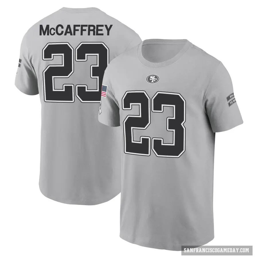 Men's ＃23 Christian McCaffrey San Francisco 49ers Gray 2024 Salute to Service T-Shirt