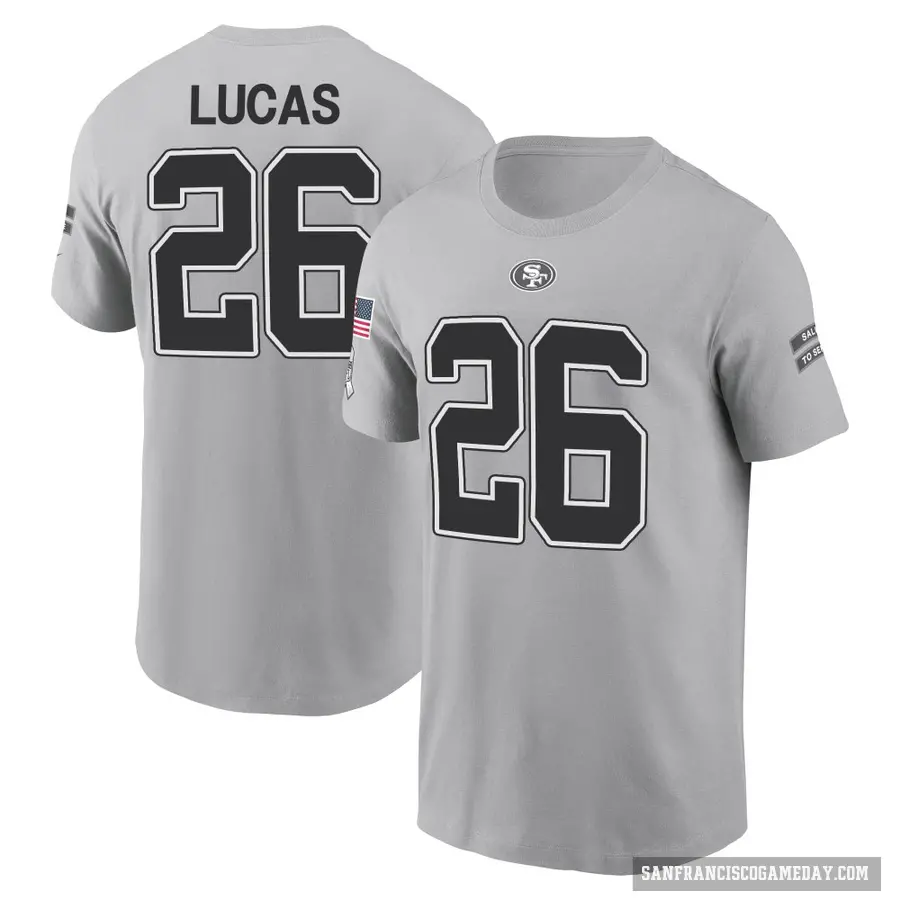 Men's ＃26 Chase Lucas San Francisco 49ers Gray 2024 Salute to Service T-Shirt