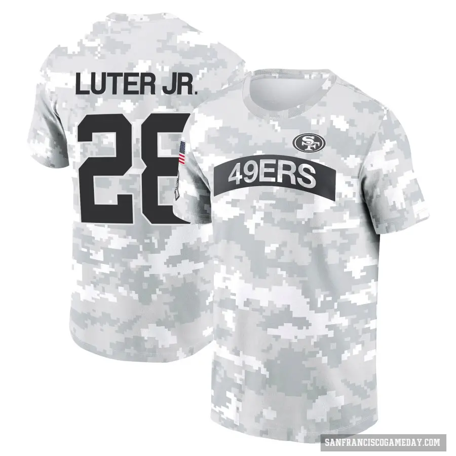 Men's ＃28 Darrell Luter Jr. San Francisco 49ers Camo Arctic 2024 Salute to Service Performance T-Shirt