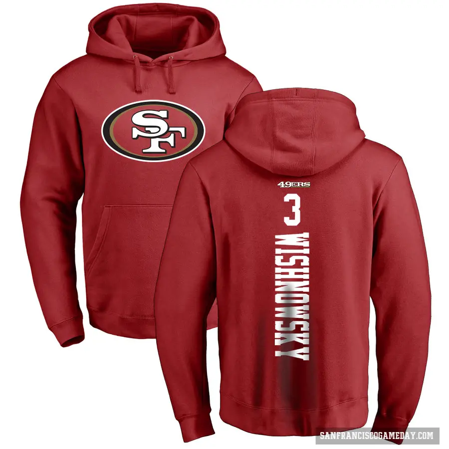 Men's ＃3 Mitch Wishnowsky San Francisco 49ers Red Pro Line Backer Pullover Hoodie
