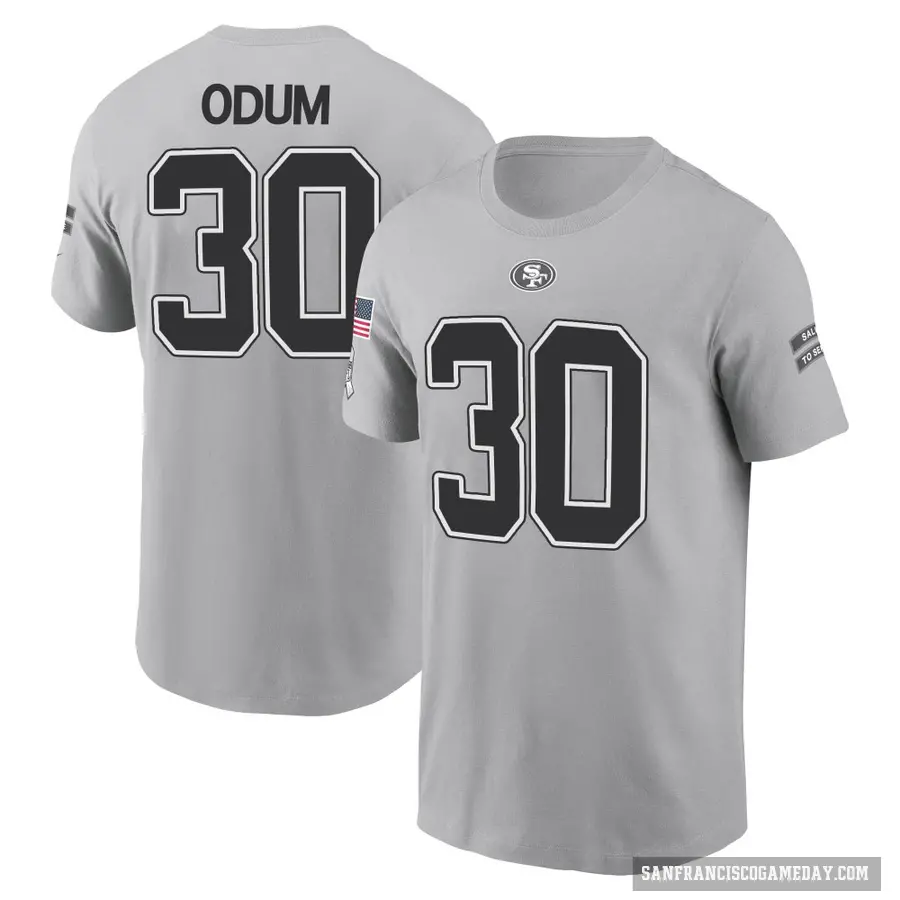 Men's ＃30 George Odum San Francisco 49ers Gray 2024 Salute to Service T-Shirt