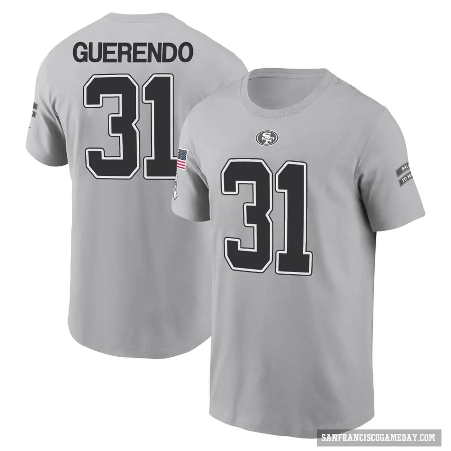 Men's ＃31 Isaac Guerendo San Francisco 49ers Gray 2024 Salute to Service T-Shirt