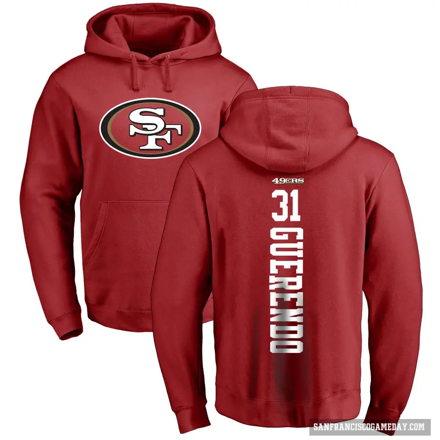 Men's ＃31 Isaac Guerendo San Francisco 49ers Red Pro Line Backer Pullover Hoodie