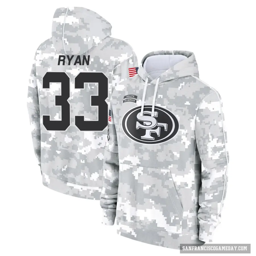 Men's ＃33 Logan Ryan San Francisco 49ers Arctic Camo 2024 Salute to Service Club Fleece Pullover Hoodie