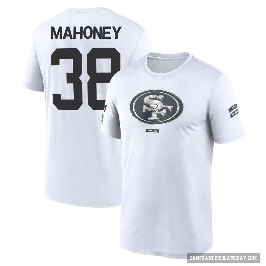 Men's ＃38 Jaylen Mahoney San Francisco 49ers White 2024 Salute to Service Performance T-Shirt