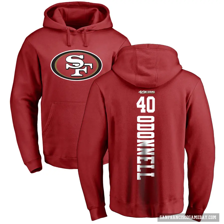 Men's ＃40 Pat O'Donnell San Francisco 49ers Red Pro Line Backer Pullover Hoodie