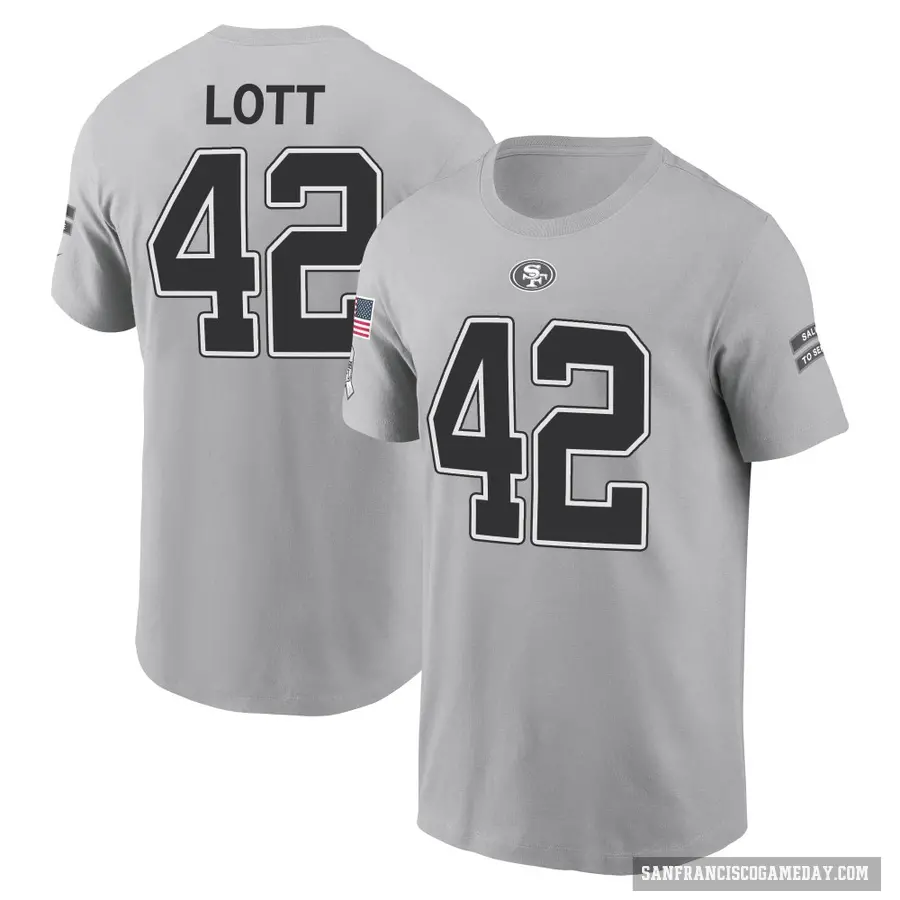 Men's ＃42 Ronnie Lott San Francisco 49ers Gray 2024 Salute to Service T-Shirt