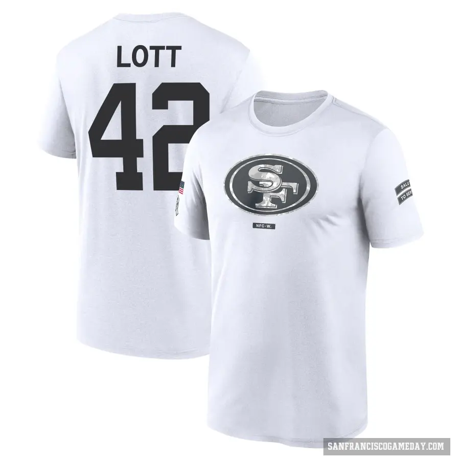 Men's ＃42 Ronnie Lott San Francisco 49ers White 2024 Salute to Service Performance T-Shirt