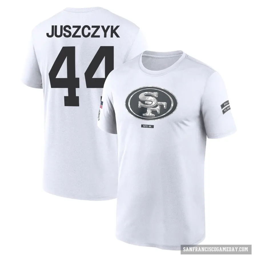 Men's ＃44 Kyle Juszczyk San Francisco 49ers White 2024 Salute to Service Performance T-Shirt
