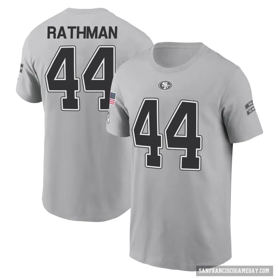 Men's ＃44 Tom Rathman San Francisco 49ers Gray 2024 Salute to Service T-Shirt