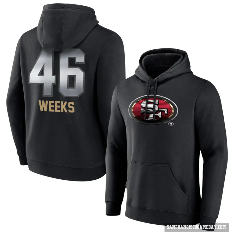 Men's ＃46 Jon Weeks San Francisco 49ers Black Midnight Mascot Pullover Hoodie