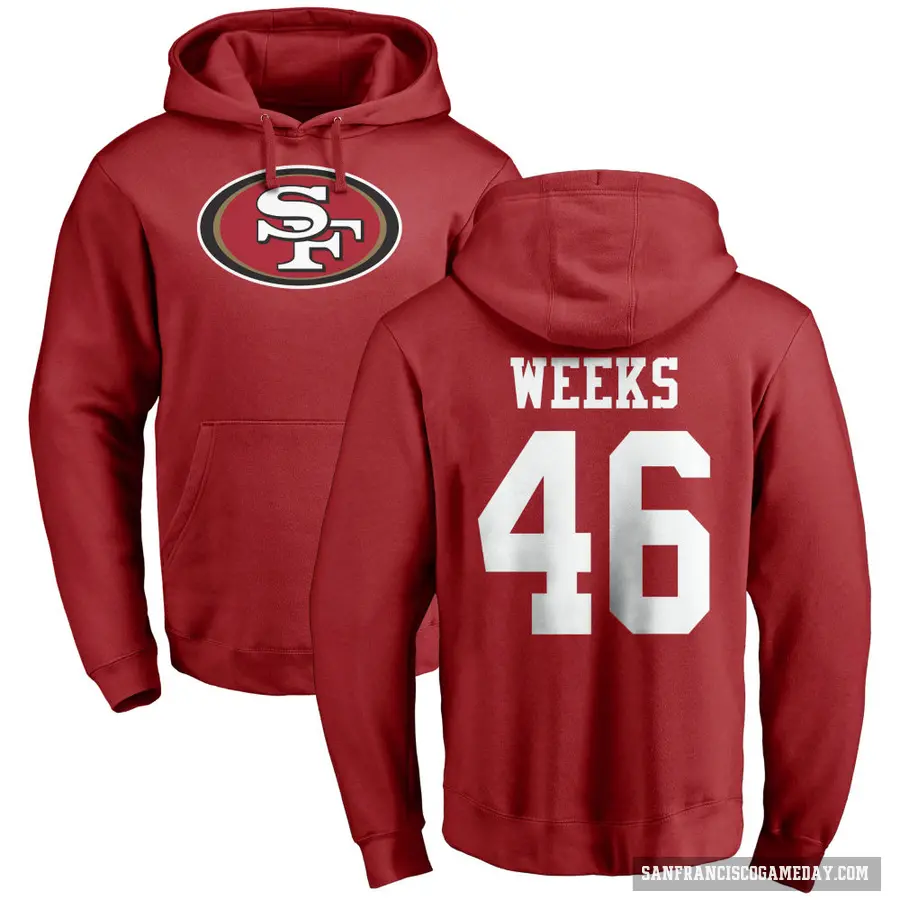 Men's ＃46 Jon Weeks San Francisco 49ers Red Pro Line Logo Pullover Hoodie
