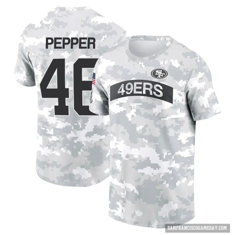 Men's ＃46 Taybor Pepper San Francisco 49ers Camo Arctic 2024 Salute to Service Performance T-Shirt