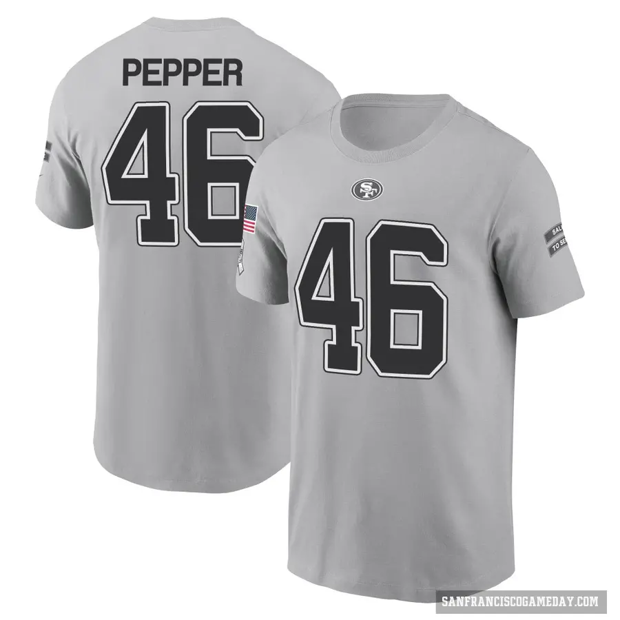 Men's ＃46 Taybor Pepper San Francisco 49ers Gray 2024 Salute to Service T-Shirt
