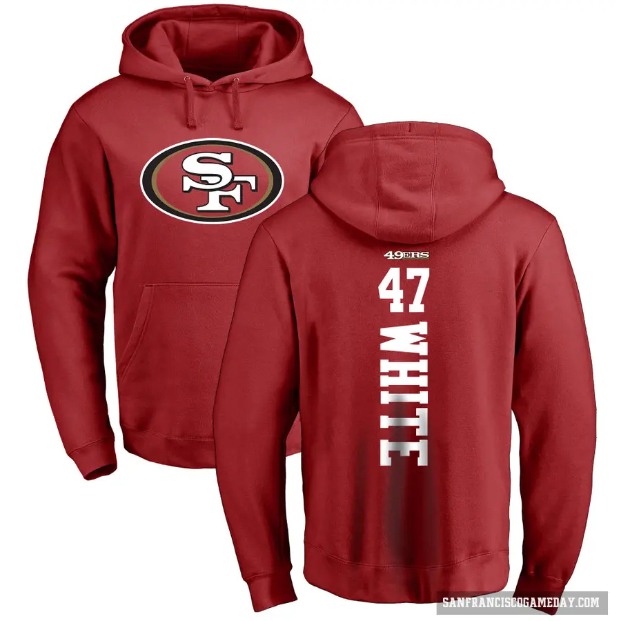 Men's ＃47 DaShaun White San Francisco 49ers Red Pro Line Backer Pullover Hoodie