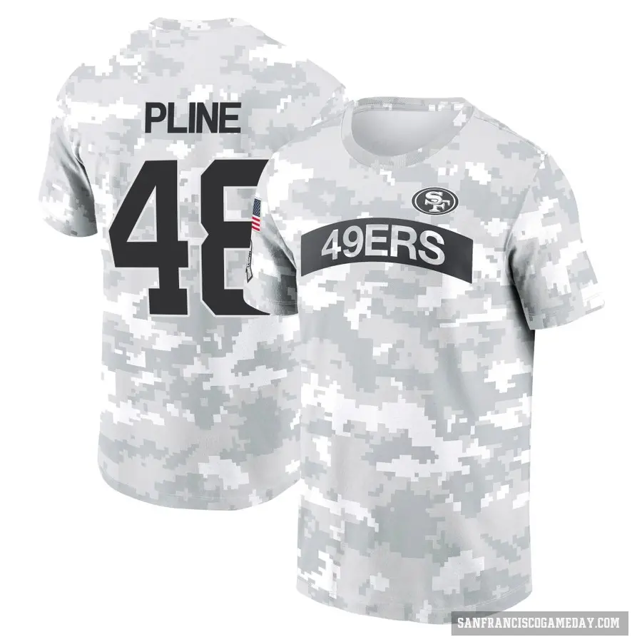 Men's ＃48 Mason Pline San Francisco 49ers Camo Arctic 2024 Salute to Service Performance T-Shirt