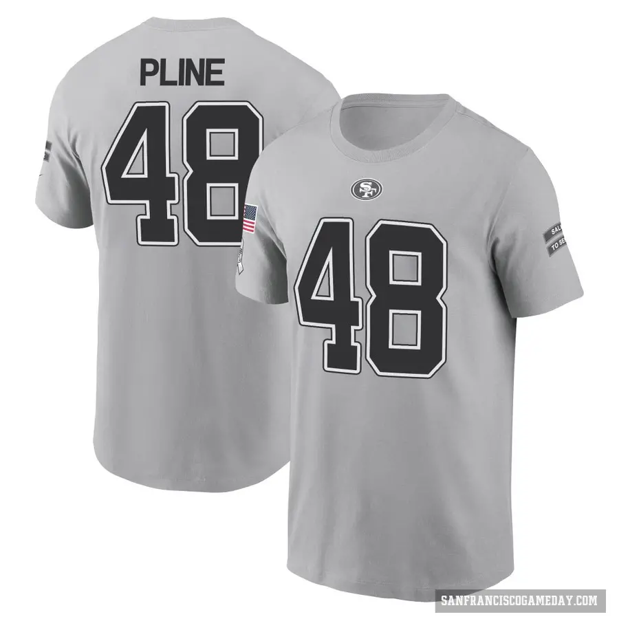Men's ＃48 Mason Pline San Francisco 49ers Gray 2024 Salute to Service T-Shirt