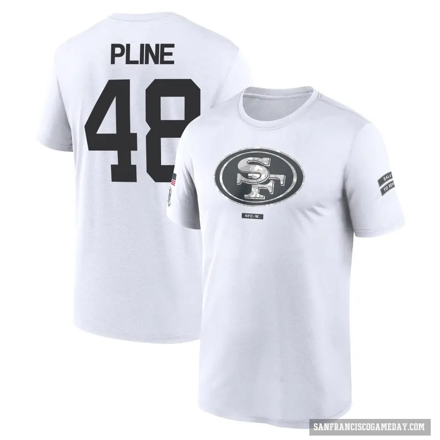 Men's ＃48 Mason Pline San Francisco 49ers White 2024 Salute to Service Performance T-Shirt