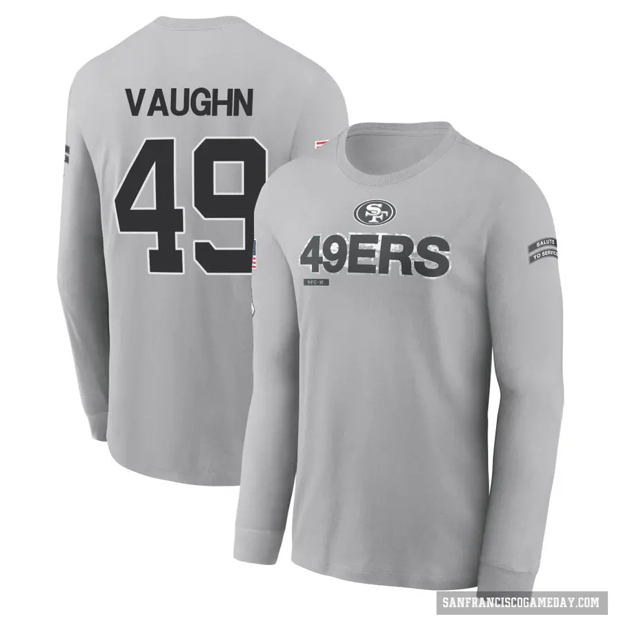 Men's ＃49 Ke'Shawn Vaughn San Francisco 49ers Gray 2024 Salute to Service Long Sleeve T-Shirt