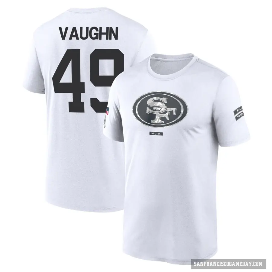 Men's ＃49 Ke'Shawn Vaughn San Francisco 49ers White 2024 Salute to Service Performance T-Shirt