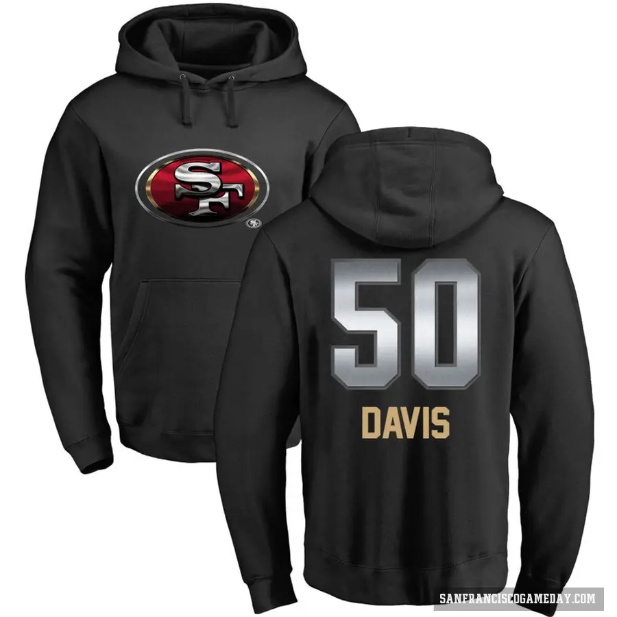 Men's ＃50 Khalil Davis San Francisco 49ers Black Midnight Mascot Pullover Hoodie