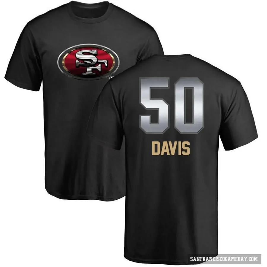 Men's ＃50 Khalil Davis San Francisco 49ers Black Midnight Mascot T-Shirt