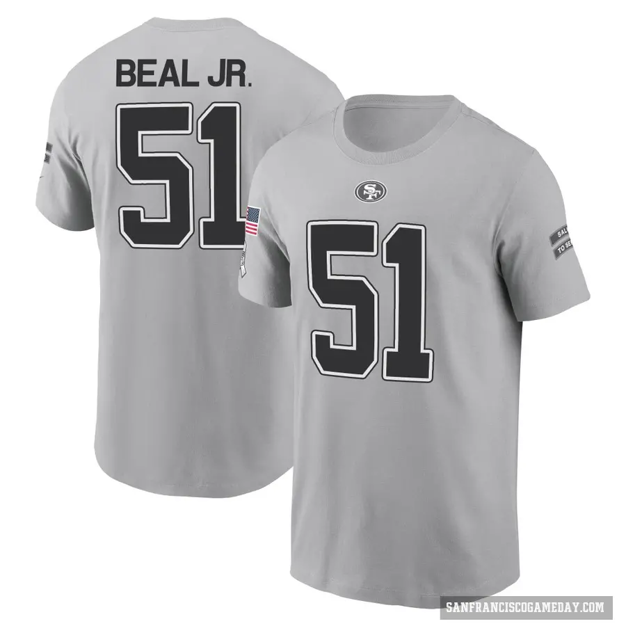 Men's ＃51 Robert Beal Jr. San Francisco 49ers Gray 2024 Salute to Service T-Shirt
