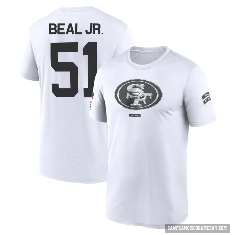 Men's ＃51 Robert Beal Jr. San Francisco 49ers White 2024 Salute to Service Performance T-Shirt