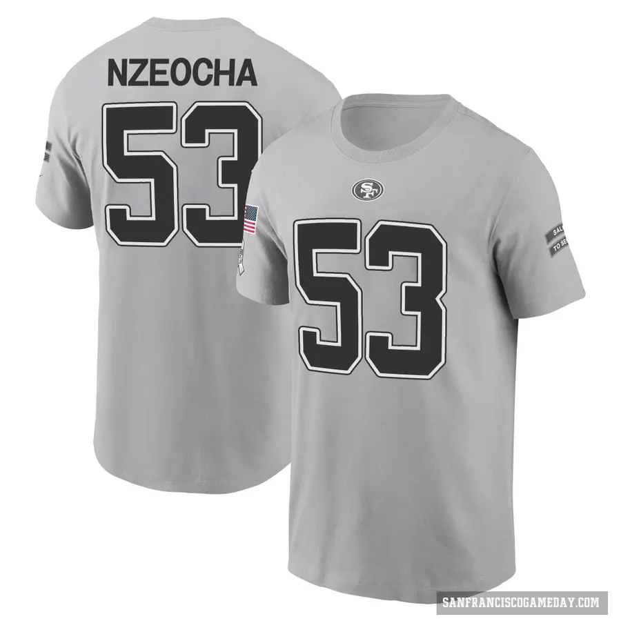 Men's ＃53 Mark Nzeocha San Francisco 49ers Gray 2024 Salute to Service T-Shirt