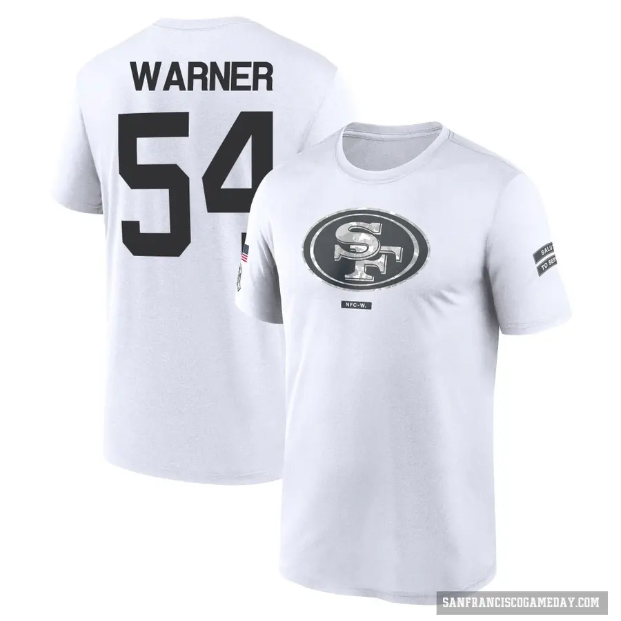 Men's ＃54 Fred Warner San Francisco 49ers White 2024 Salute to Service Performance T-Shirt