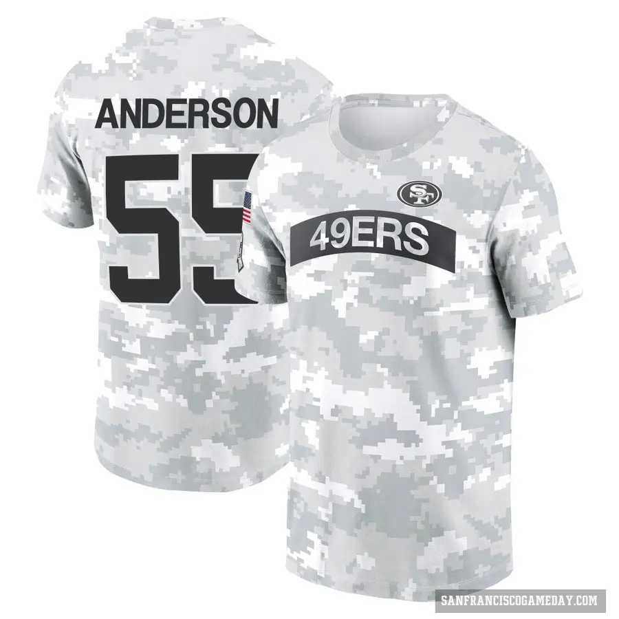 Men's ＃55 Evan Anderson San Francisco 49ers Camo Arctic 2024 Salute to Service Performance T-Shirt