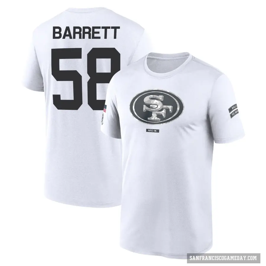 Men's ＃58 Alex Barrett San Francisco 49ers White 2024 Salute to Service Performance T-Shirt