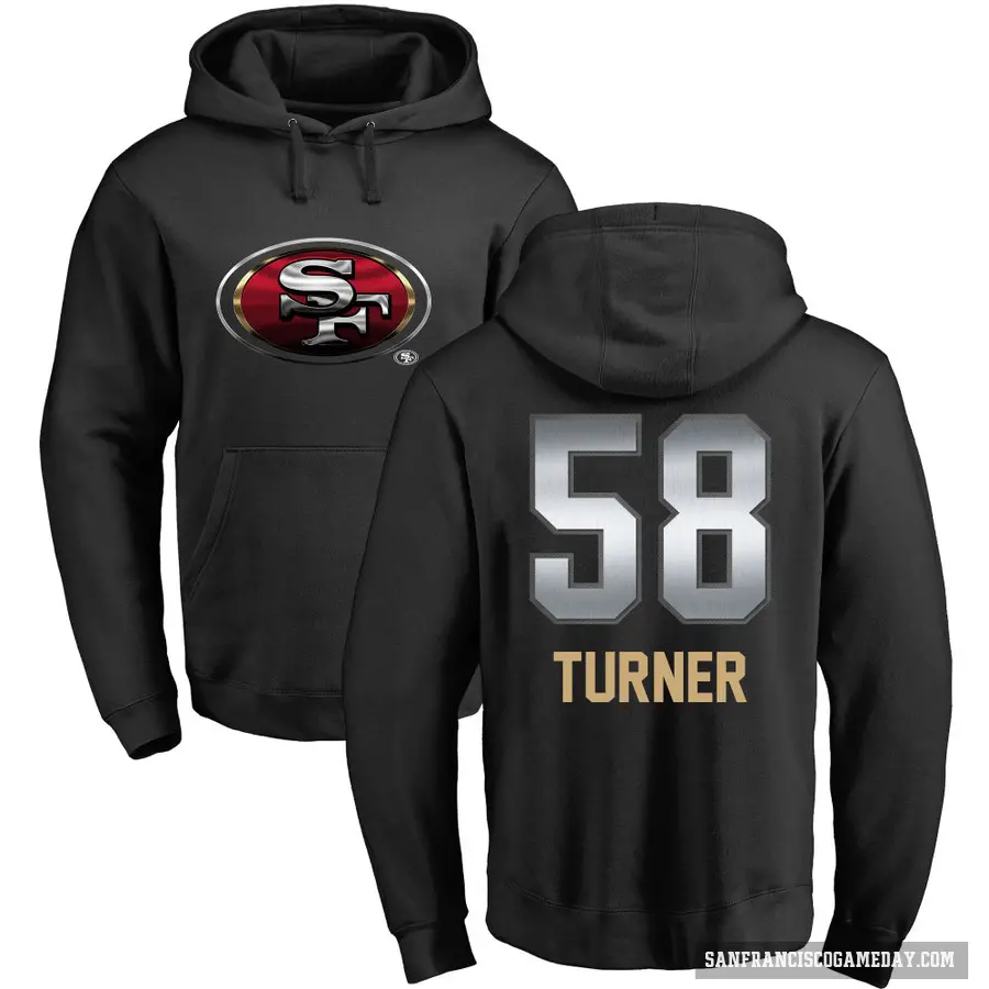 Men's ＃58 Keena Turner San Francisco 49ers Black Midnight Mascot Pullover Hoodie