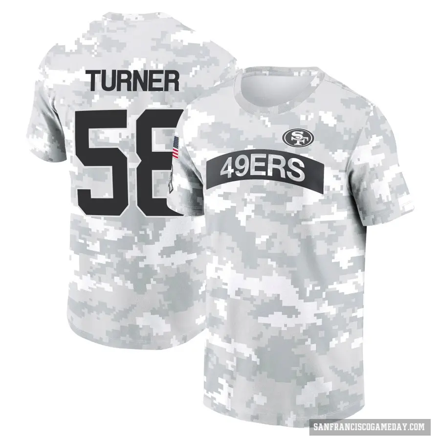 Men's ＃58 Keena Turner San Francisco 49ers Camo Arctic 2024 Salute to Service Performance T-Shirt