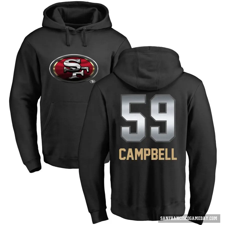 Men's ＃59 De'Vondre Campbell San Francisco 49ers Black Midnight Mascot Pullover Hoodie